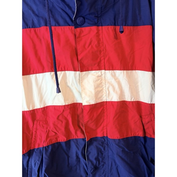 Vintage Y2K Nautica Color Block Windbreaker Jacket Mens Medium Roll Up Hood Flaw - Picture 3 of 7